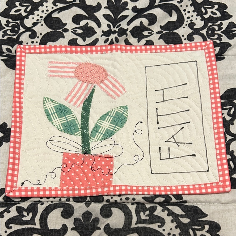 Floral Quilted Wall Hanging with Faith Design